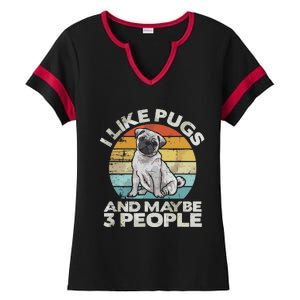 Pug Lover Dog Lover Gift Retro Pug Ladies Halftime Notch Neck Tee