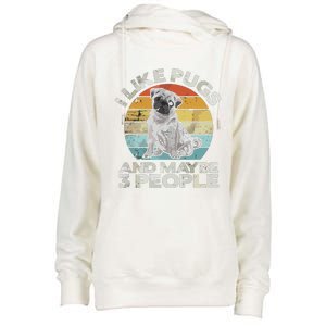 Pug Lover Dog Lover Gift Retro Pug Womens Funnel Neck Pullover Hood