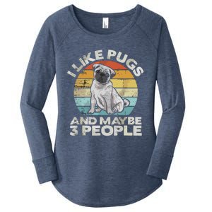 Pug Lover Dog Lover Gift Retro Pug Women's Perfect Tri Tunic Long Sleeve Shirt