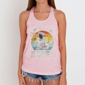 Pug Lover Dog Lover Gift Retro Pug Women's Knotted Racerback Tank