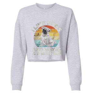 Pug Lover Dog Lover Gift Retro Pug Cropped Pullover Crew