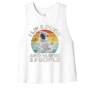 Pug Lover Dog Lover Gift Retro Pug Women's Racerback Cropped Tank