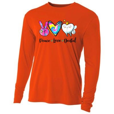 Peace Love Dental Hygienist Dental Assistant Dentist Office Cooling Performance Long Sleeve Crew