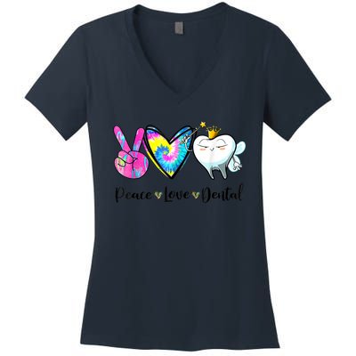 Peace Love Dental Hygienist Dental Assistant Dentist Office Women's V-Neck T-Shirt