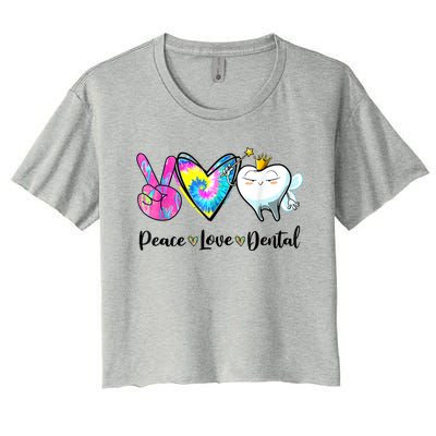 Peace Love Dental Hygienist Dental Assistant Dentist Office Women's Crop Top Tee