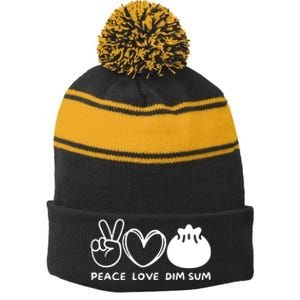 Peace Love Dim Sum Retro Dim Sum Lover Food Lover Stripe Pom Pom Beanie