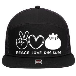 Peace Love Dim Sum Retro Dim Sum Lover Food Lover 7 Panel Mesh Trucker Snapback Hat