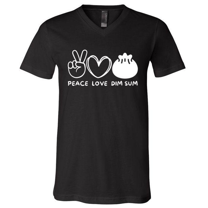 Peace Love Dim Sum Retro Dim Sum Lover Food Lover V-Neck T-Shirt