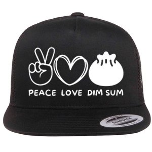 Peace Love Dim Sum Retro Dim Sum Lover Food Lover Flat Bill Trucker Hat