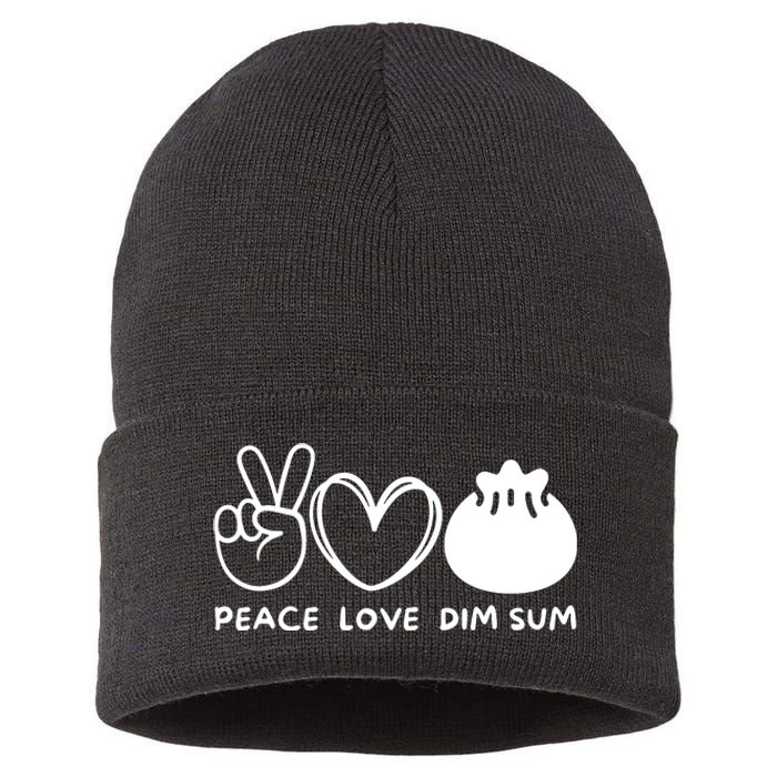 Peace Love Dim Sum Retro Dim Sum Lover Food Lover Sustainable Knit Beanie