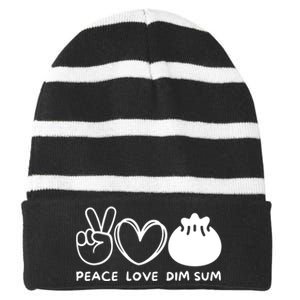 Peace Love Dim Sum Retro Dim Sum Lover Food Lover Striped Beanie with Solid Band