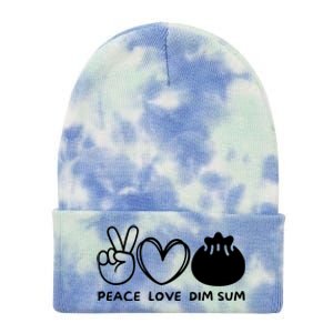 Peace Love Dim Sum Retro Dim Sum Lover Food Lover Tie Dye 12in Knit Beanie