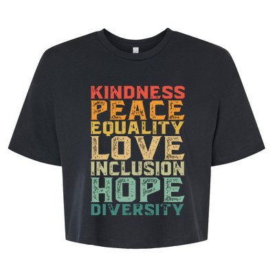 Peace Love Diversity Inclusion Equality Black History Month Bella+Canvas Jersey Crop Tee