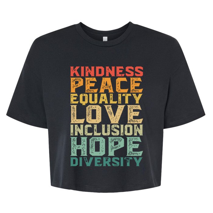 Peace Love Diversity Inclusion Equality Black History Month Bella+Canvas Jersey Crop Tee