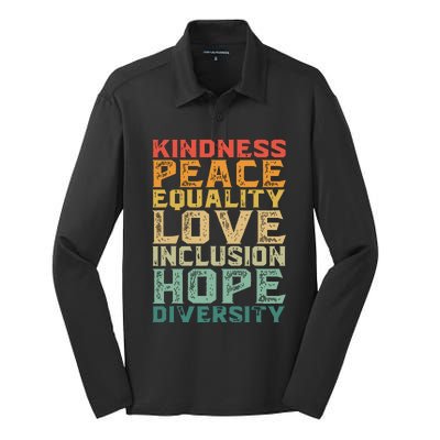 Peace Love Diversity Inclusion Equality Black History Month Silk Touch Performance Long Sleeve Polo