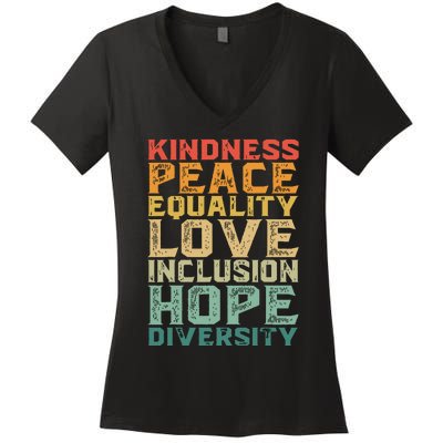 Peace Love Diversity Inclusion Equality Black History Month Women's V-Neck T-Shirt