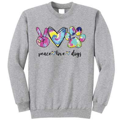 Peace Love Dogs Lover Puppy Paw Dog Tall Sweatshirt