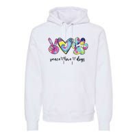 Peace Love Dogs Lover Puppy Paw Dog Premium Hoodie