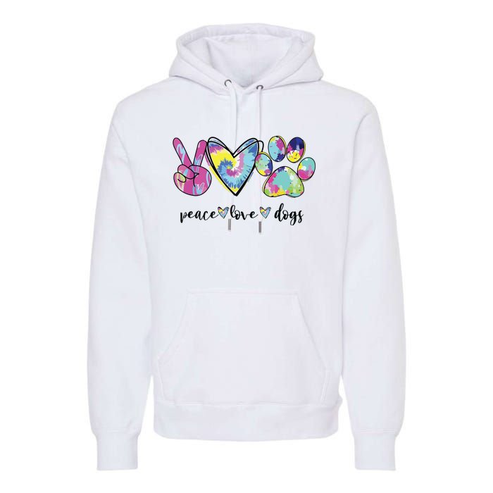 Peace Love Dogs Lover Puppy Paw Dog Premium Hoodie