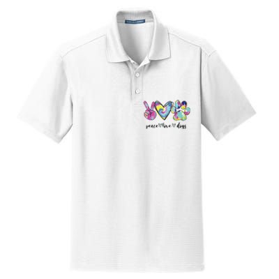 Peace Love Dogs Lover Puppy Paw Dog Dry Zone Grid Polo