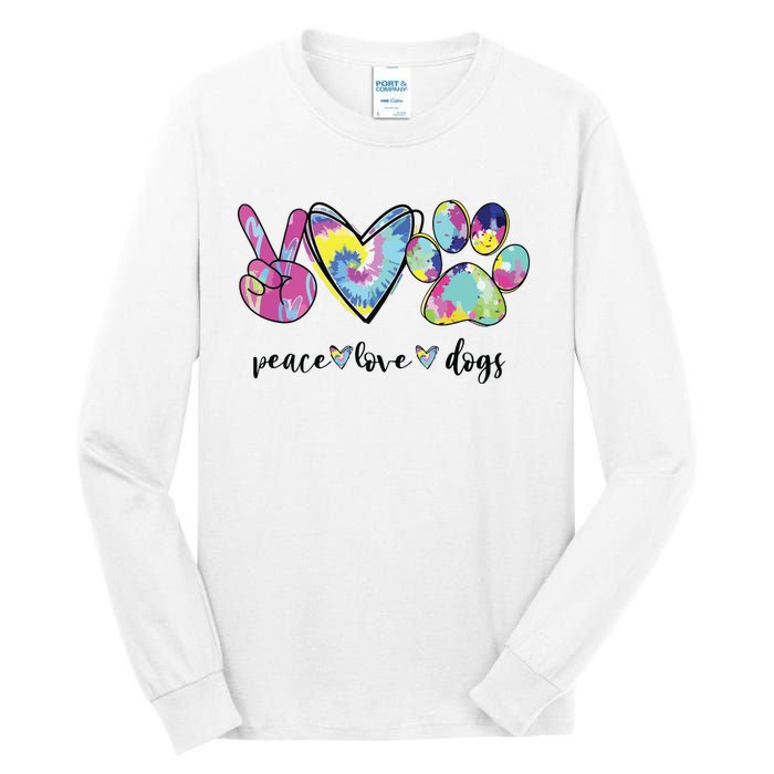 Peace Love Dogs Lover Puppy Paw Dog Tall Long Sleeve T-Shirt