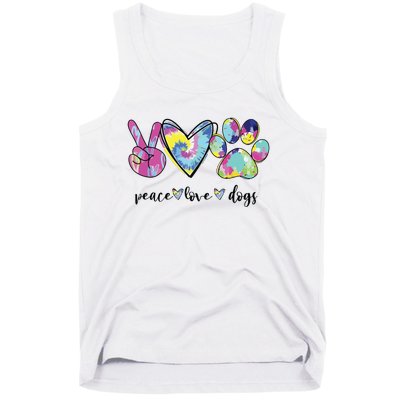 Peace Love Dogs Lover Puppy Paw Dog Tank Top