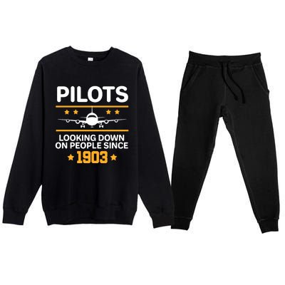 Pilots Looking Down On People Since 1903 Premium Crewneck Sweatsuit Set