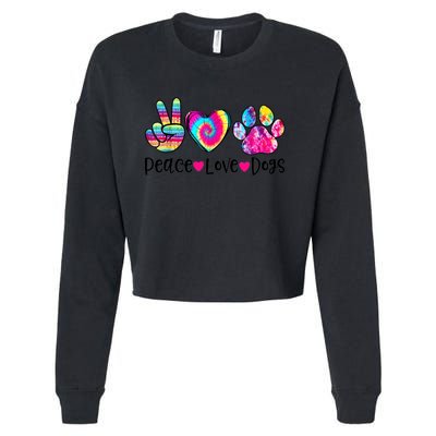 Peace Love Dogs Tie Dye Dog Paw Dog Mom Mother's Day Cropped Pullover Crew