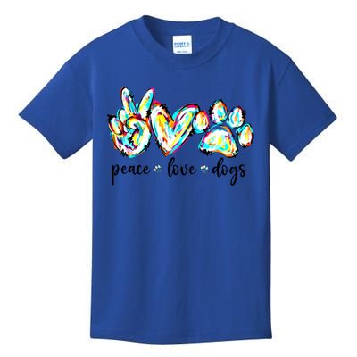 Peace Love Dogs Paw Print Happy Dog Day Dog Lover Gift Kids T-Shirt