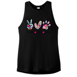 Peace Love Dogs Floral Dog Paw Dog Mom Cute Mothers Day Ladies PosiCharge Tri-Blend Wicking Tank