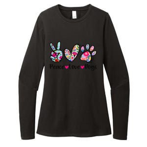 Peace Love Dogs Floral Dog Paw Dog Mom Cute Mothers Day Womens CVC Long Sleeve Shirt