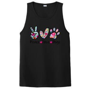 Peace Love Dogs Floral Dog Paw Dog Mom Cute Mothers Day PosiCharge Competitor Tank