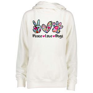 Peace Love Dogs Floral Dog Paw Dog Mom Cute Mothers Day Womens Funnel Neck Pullover Hood