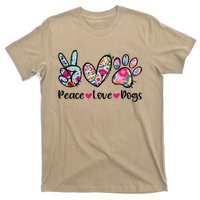 Peace Love Dogs Floral Dog Paw Dog Mom Cute Mothers Day T-Shirt