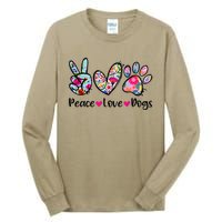 Peace Love Dogs Floral Dog Paw Dog Mom Cute Mothers Day Tall Long Sleeve T-Shirt