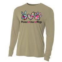 Peace Love Dogs Floral Dog Paw Dog Mom Cute Mothers Day Cooling Performance Long Sleeve Crew