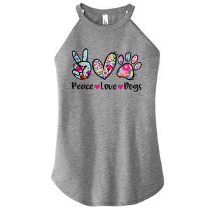 Peace Love Dogs Floral Dog Paw Dog Mom Cute Mothers Day Women's Perfect Tri Rocker Tank