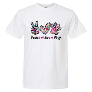 Peace Love Dogs Floral Dog Paw Dog Mom Cute Mothers Day Garment-Dyed Heavyweight T-Shirt