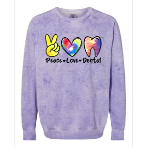 Peace Love Dental Gift Assistant Hygienist Dentist Gift Colorblast Crewneck Sweatshirt