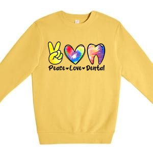 Peace Love Dental Gift Assistant Hygienist Dentist Gift Premium Crewneck Sweatshirt