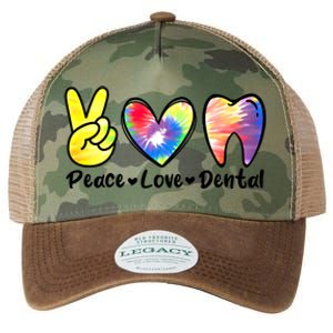 Peace Love Dental Gift Assistant Hygienist Dentist Gift Legacy Tie Dye Trucker Hat