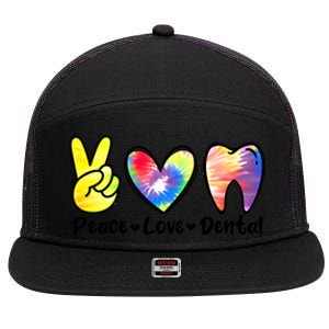 Peace Love Dental Gift Assistant Hygienist Dentist Gift 7 Panel Mesh Trucker Snapback Hat