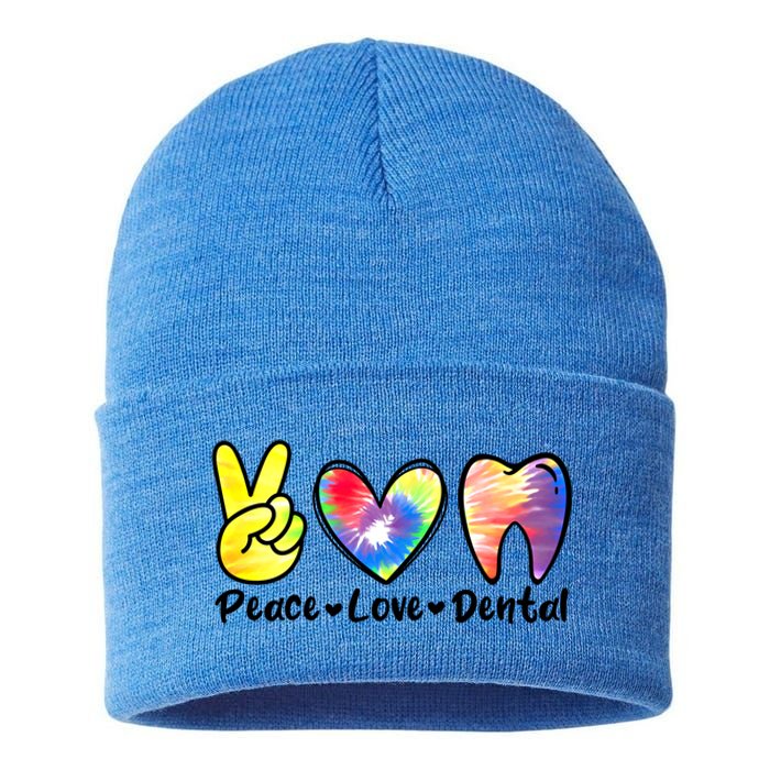 Peace Love Dental Gift Assistant Hygienist Dentist Gift Sustainable Knit Beanie