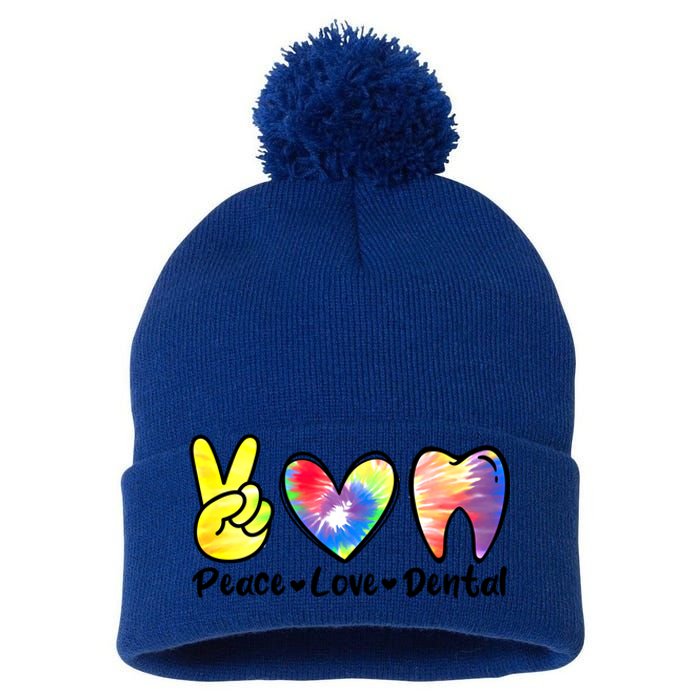 Peace Love Dental Gift Assistant Hygienist Dentist Gift Pom Pom 12in Knit Beanie