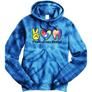 Peace Love Dental Gift Assistant Hygienist Dentist Gift Tie Dye Hoodie