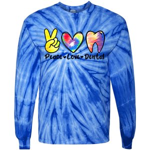 Peace Love Dental Gift Assistant Hygienist Dentist Gift Tie-Dye Long Sleeve Shirt