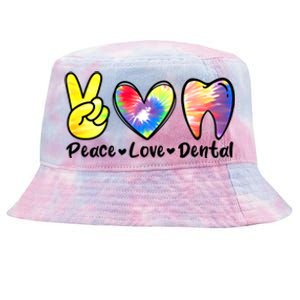 Peace Love Dental Gift Assistant Hygienist Dentist Gift Tie-Dyed Bucket Hat