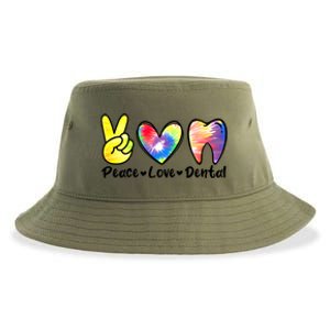 Peace Love Dental Gift Assistant Hygienist Dentist Gift Sustainable Bucket Hat