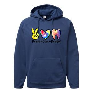 Peace Love Dental Gift Assistant Hygienist Dentist Gift Performance Fleece Hoodie