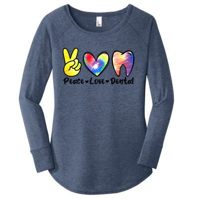 Peace Love Dental Gift Assistant Hygienist Dentist Gift Women's Perfect Tri Tunic Long Sleeve Shirt